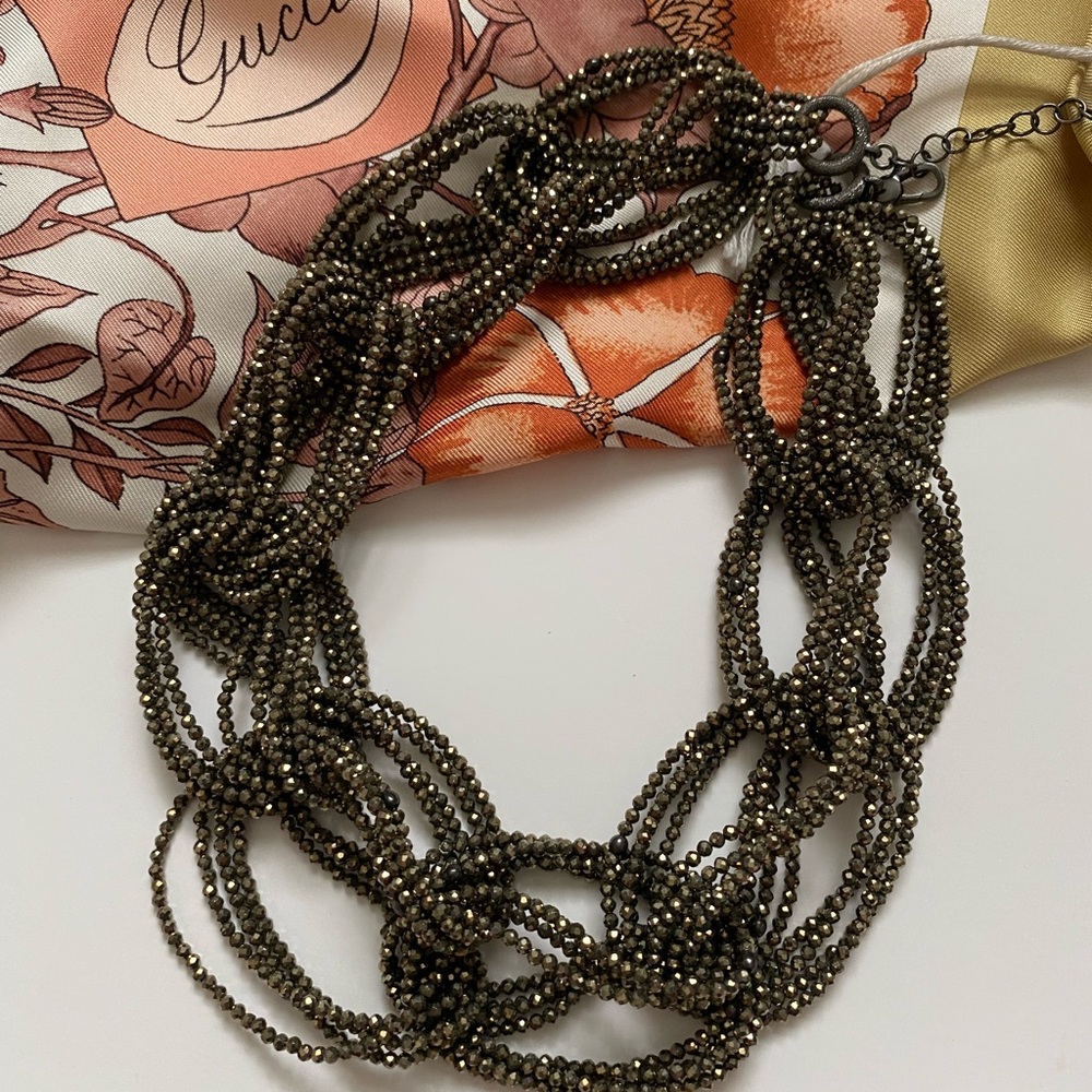 Brunello Cucinelli Monili Vetro Rutenio Nero Collar Necklace